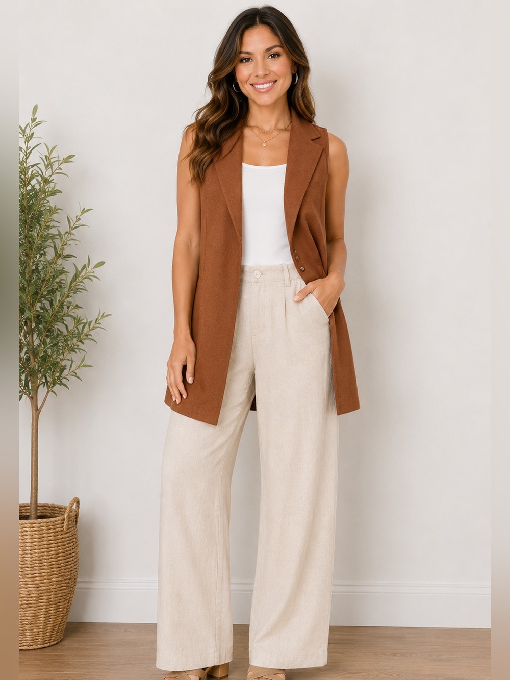 Talbots Rich Brown Carmel Vest Duster Size S